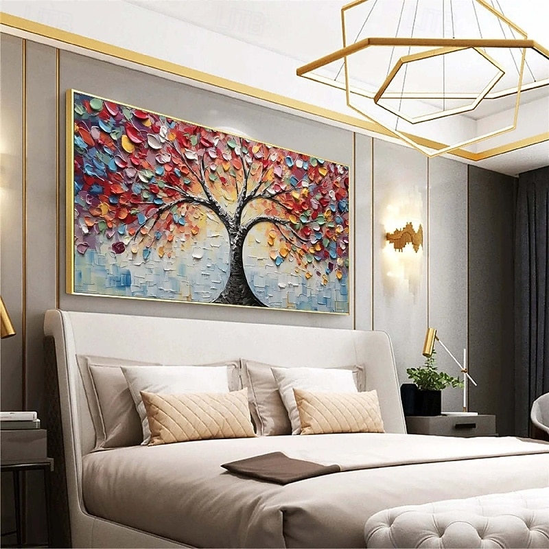 Large oil painting handmade 3D Golden Tree Canvas Oil Painting handmade Autumn Nature Landscape painting handmade Wall Art Botanical Knife Painting Light Luxury for Living Room wall Decor4