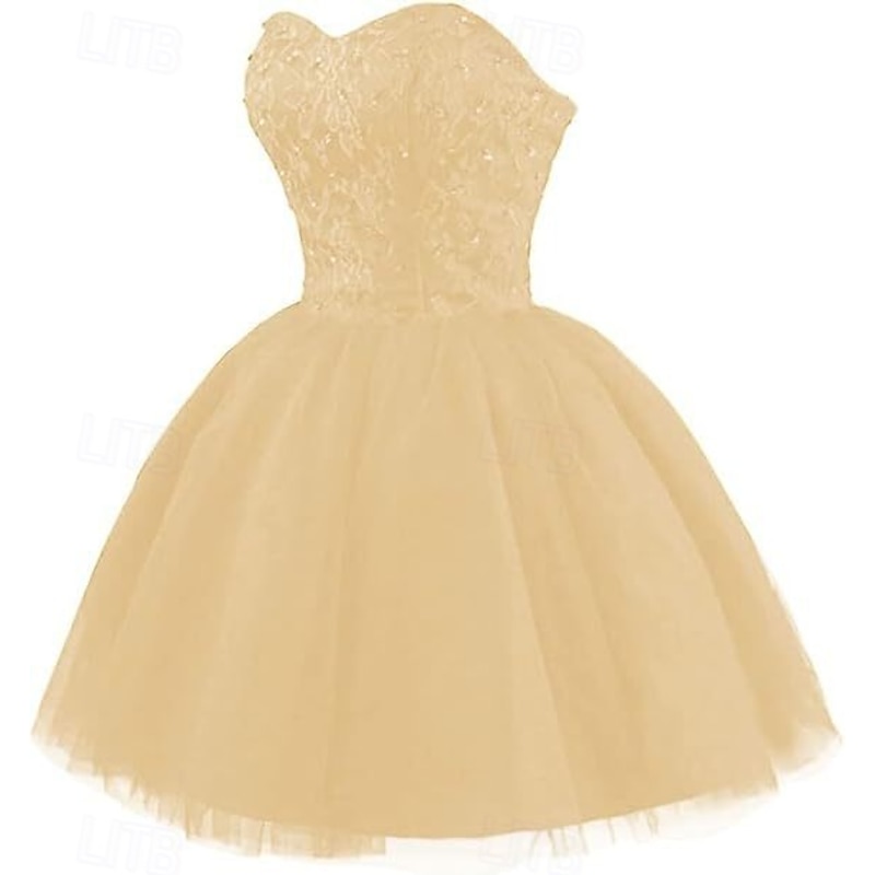 Ball Gown Wedding Guest Dresses Elegant Dress Homecoming Dress Graduation Party Wear Short / Mini Sleeveless Strapless  with Pleats Beading Strappy dress to impress4