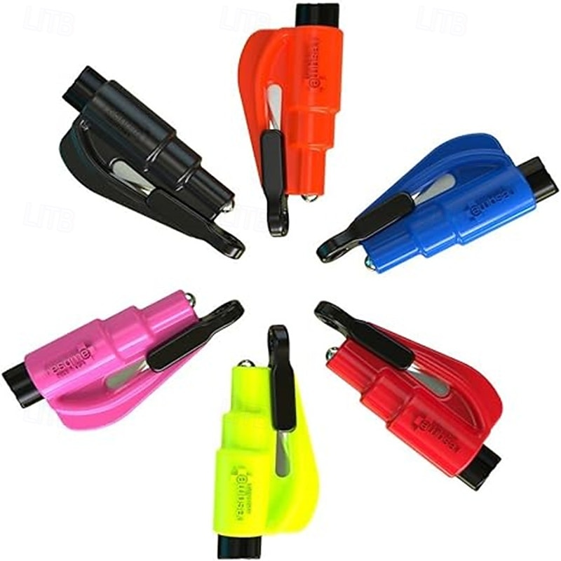 6Pcs Car Window Breaker Tool Keychain3 in 1 Glass Breaker and Seatbelt Cutter & Survival Whistle Emergency Keychain Car Escape Tool Applicable to All Cars Car Accessories