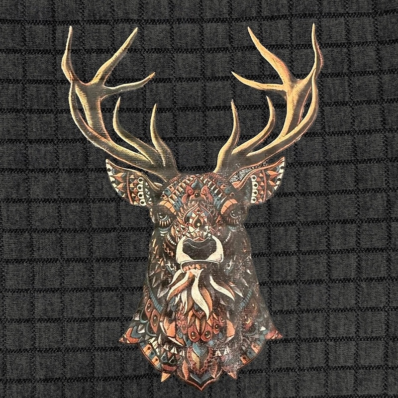 Men's Sweatshirt Waffle Sweatshirt Quarter Zip Sweatshirt Black White Navy Blue Khaki Dark Gray Half Zip Reindeer Print Christmas Daily Holiday Polyester Streetwear Casual Bavarian Spring &  Fall4