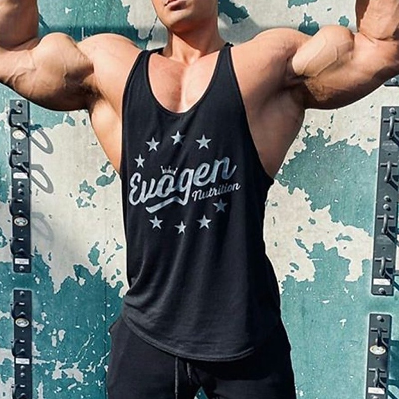 Men's Workout Tank Top Running Tank Top Gym Tank Top Sleeveless Vest / Gilet Casual Athleisure Letter Cotton Quick Dry Soft Breathable Gym Workout Walking Jogging Sportswear Activewear Black White3