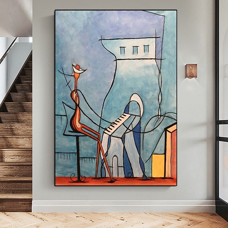 Handmade Abstract Piano Oil Painting large Music Room Art painting Modern Oil Painting of Abstract Figure - Pet portrait Dog portrait oil painting for  living room bedroom home decor2