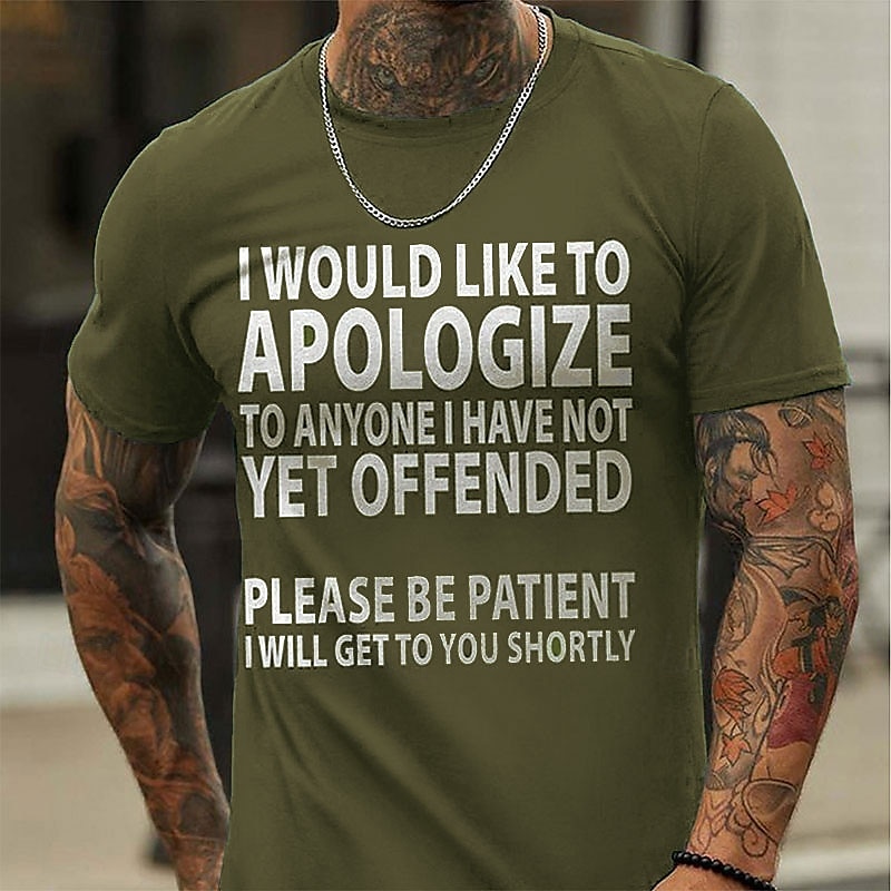 Men's Graphic T-Shirt - Sarcastic Humor 'Haven't Offended You Yet' Short Sleeve Lifestyle Tee4