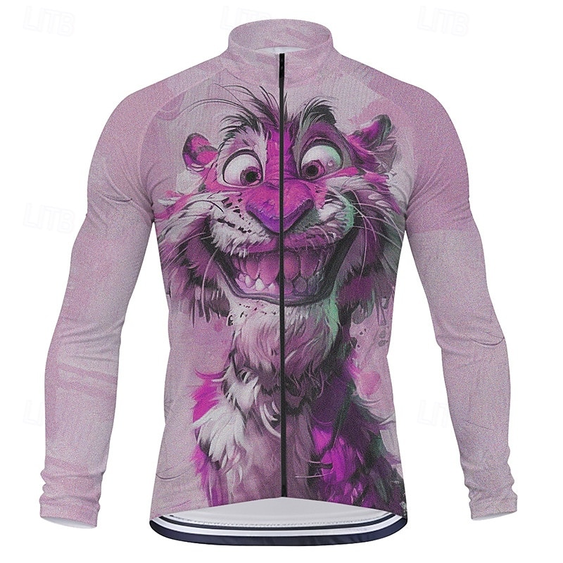 Men's Cycling Jersey Cartoon Tiger Long Sleeve Bike Tee Tshirt Top with 3 Rear Pockets Mountain Bike MTB Road Bike Cycling Quick Dry Front Zipper Wicking Sports Blue Purple Green Clothing Apparel4