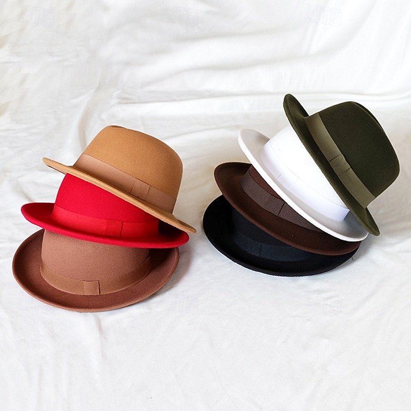 Fashion Men Fedoras Soft Vintage Hamburger Hat Men's Top Hat Woolen Blend Cap Gentleman Felt Hat