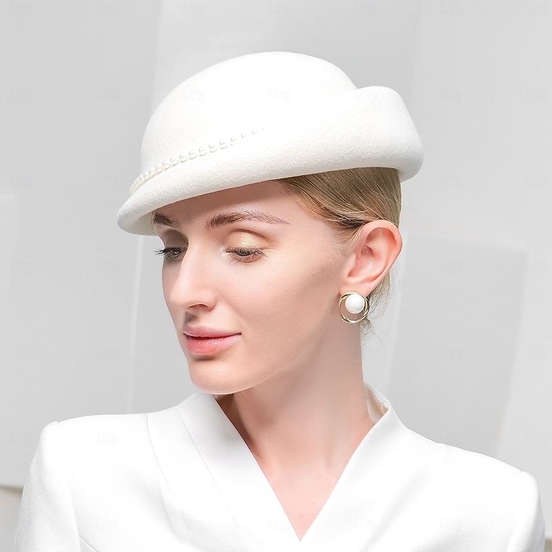 Hats 100% Wool Beret Hat Wedding Evening Party Elegant Wedding With Faux Pearl Cap Headpiece Headwear4
