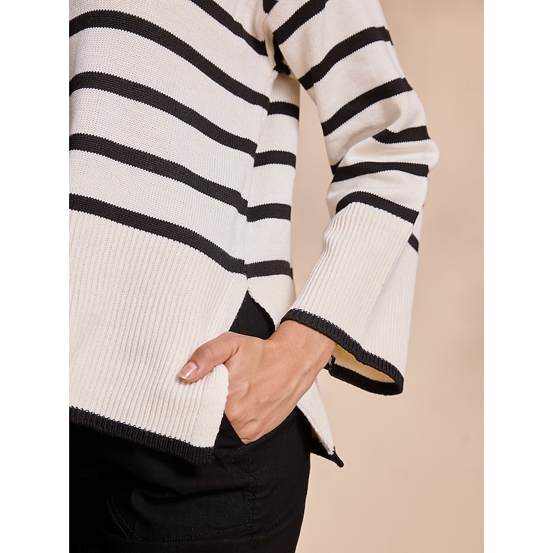 Ribbed Knit Bell Sleeve Turtle Neck Sweater3