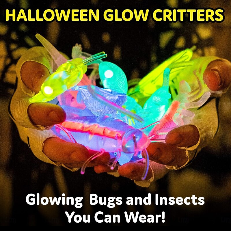 12 PCS Glow Critters and Halloween Trick or Treat Glow Insect - Glow Sticks Party Favors - Glow in The Dark Party Supplies(RANDOM STYLE)2
