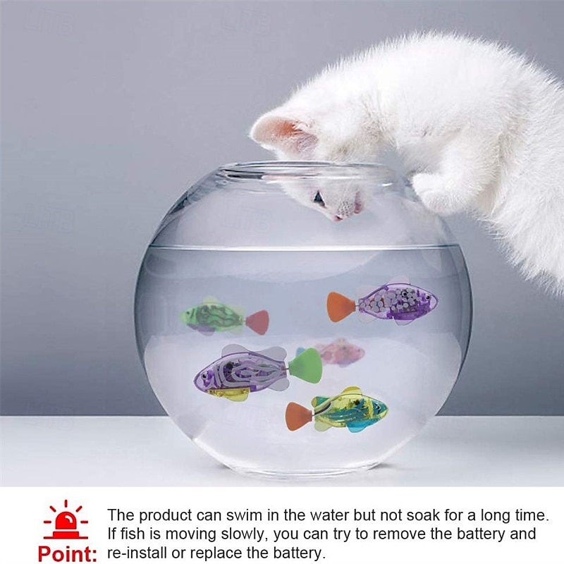 Interactive Robot Fish Toys for Cat/Dog(6 Pcs) Activated Swimming in Water with LED Light Swimming Bath Plastic Fish Toy Gift to Stimulate Your Pet's Hunter Instincts2