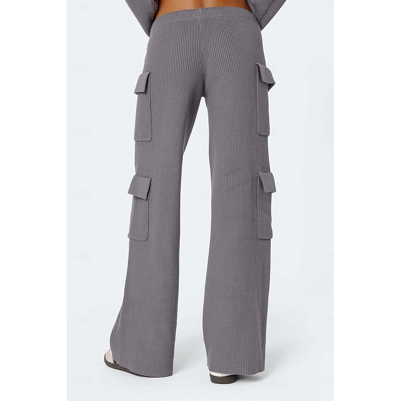 Women's Pullover Sweater Jumper Daily Casual Solid Color Hooded Pocket Long Sleeve Regular Tops Knit Home Work Daily Gray Fall Winter 5