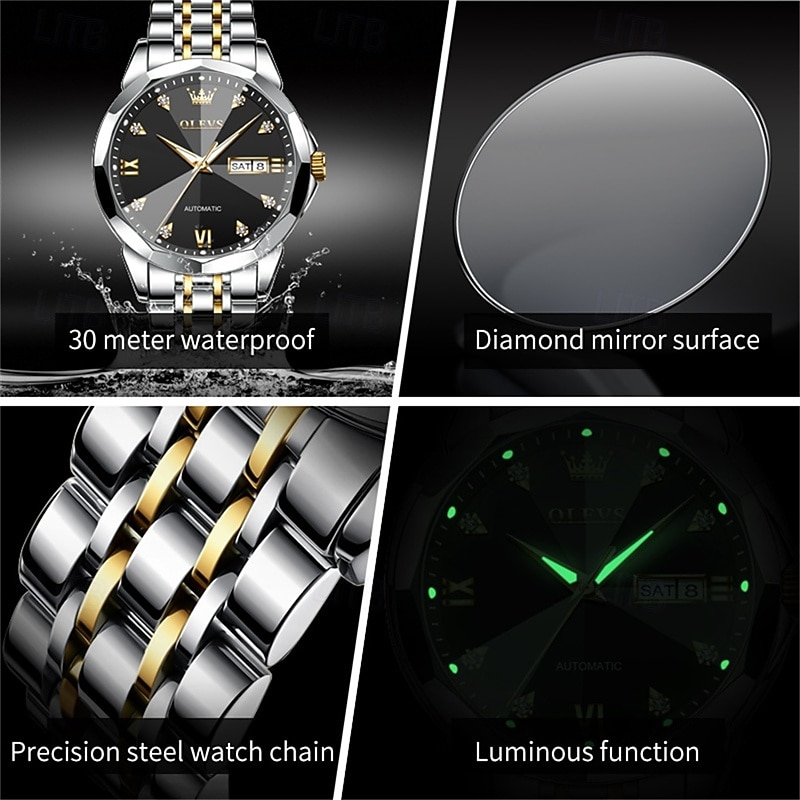 New Olevs Olevs Brand Fashion Trend Men'S Business Watch Decorative Luminous Calendar Week Display Automatic Mechanical Watch Leisure Waterproof Sports Watch2