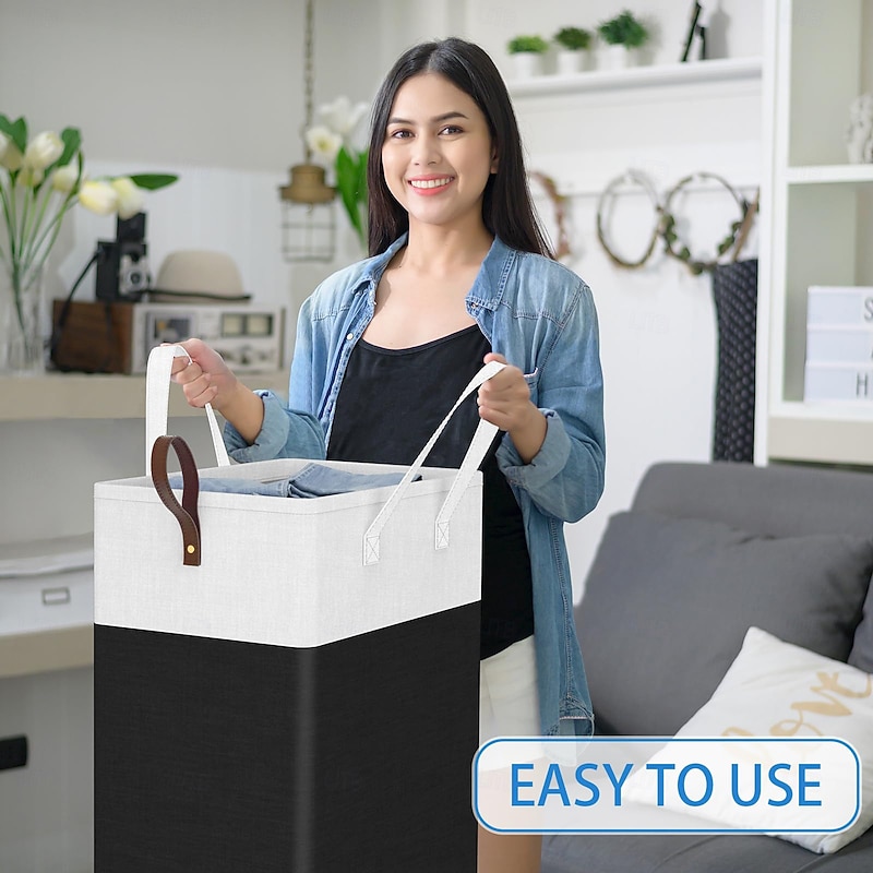 Laundry Hamper with Wheels and Lid, 75/90L Rolling Clothes Basket with Handle, Large Laundry Hamper for Bedroom, Bathroom, Dorm, Laundry Room3