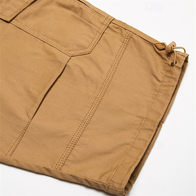 Men's Cargo Shorts Shorts Capri Pants Hiking Shorts Elastic Waist Multi Pocket Plain Comfort Wearable Casual Daily Going out Sports Stylish ArmyGreen Black4
