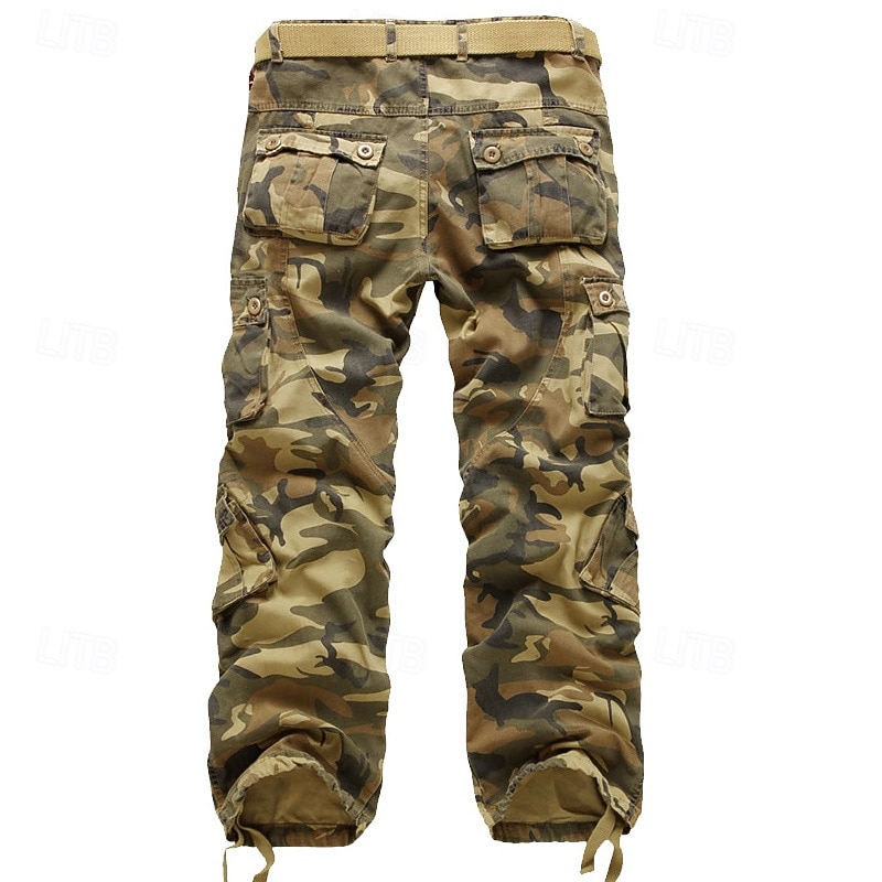 Men's Cargo Pants Tactical Pants Trousers Buttons Multi Pocket Camo Plain Wearable Outdoor Daily Camping & Hiking Fashion Classic Yellow camouflage Grass Green 6