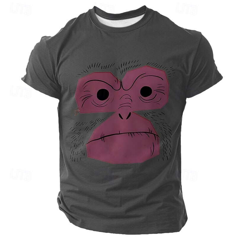 Men's Monkey T Shirt Short Sleeve T shirt 3D Print Crew Neck Shirt Fashion Athleisure Street Sports Outdoor Black White Yellow Summer Spring Clothing Apparel S M L XL XXL XXXL3