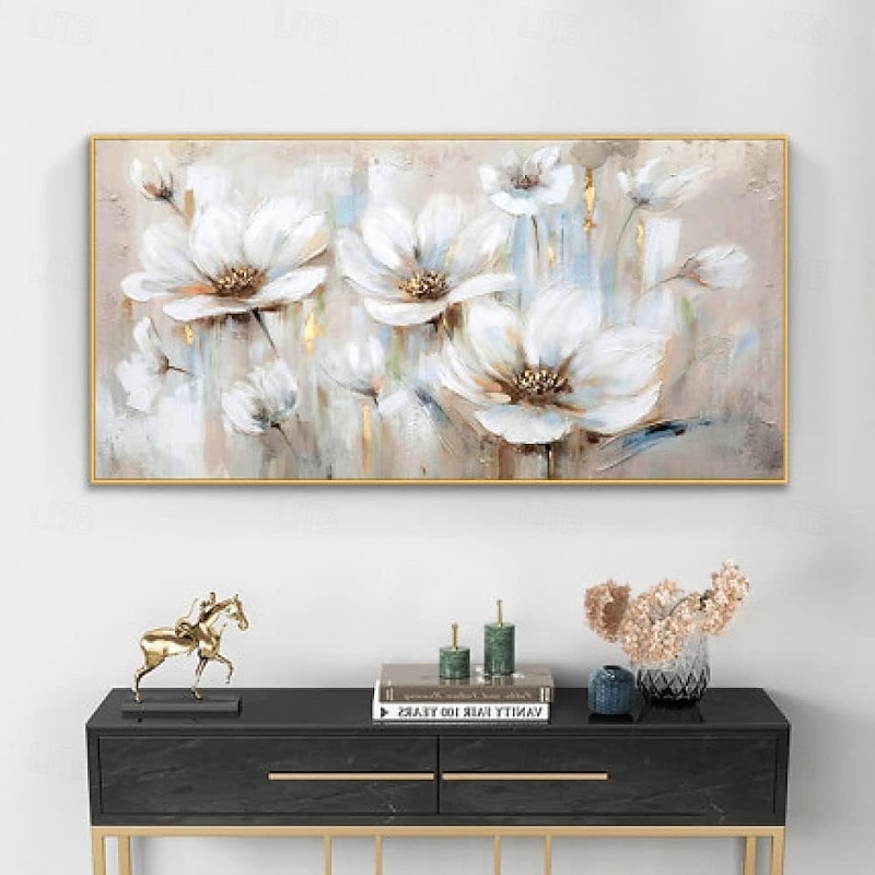 Handmade Oil Painting Canvas Wall Art Decoration Modern Abstract Flowers Texture  for Living Room Home Decor Rolled Frameless Unstretched Painting3