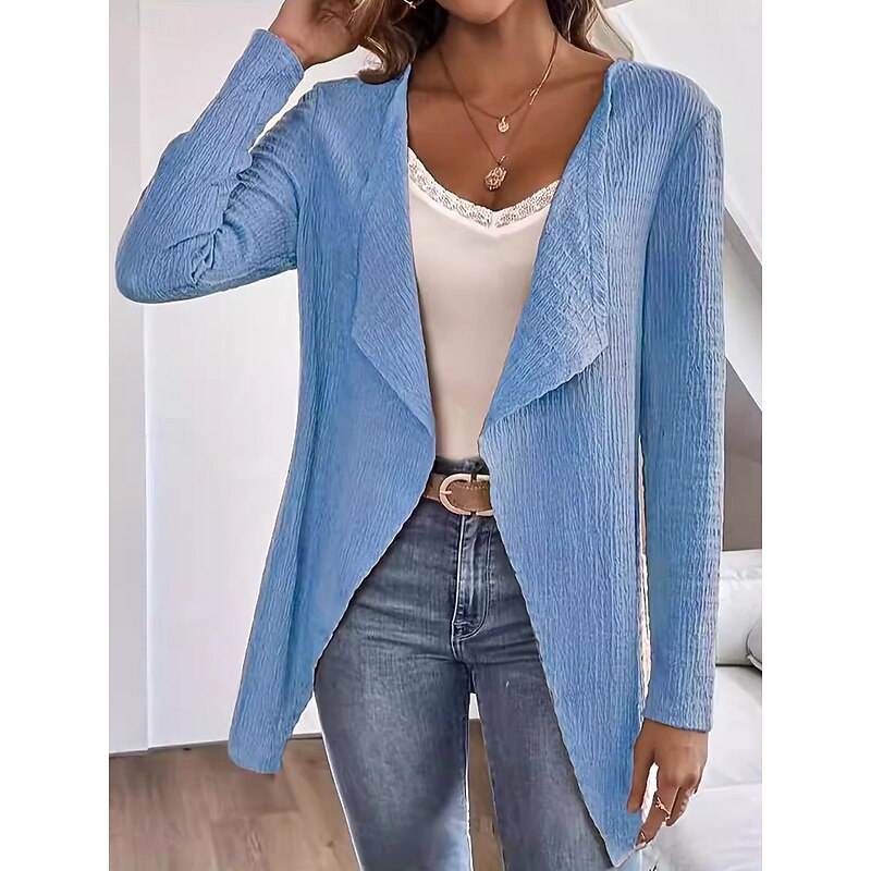 Women's Jacket Dailywear Ruffle Solid Color Windproof Vintage Regular Fit Outerwear Long Sleeve Spring White S4