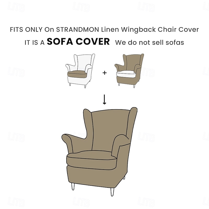 Linen Wingback Chair Cover with Armrest Cover Machine Washable Dryable STANDcover LITB PRIME cover2