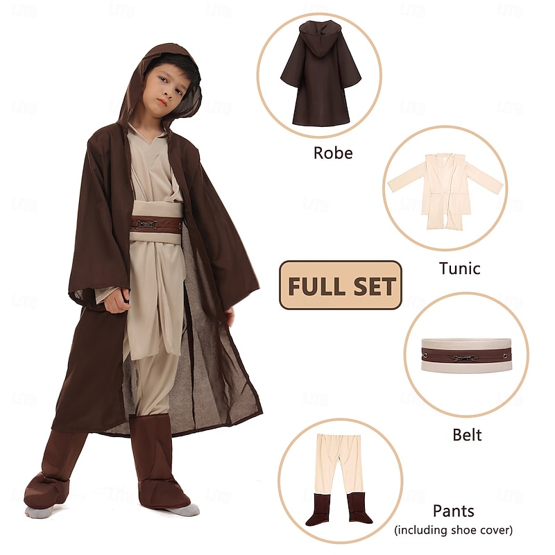 Anakin Skywalker Jedi Knight Halloween Cosplay Costume Outfits Obi-Wan Kenobi Movie / TV Theme Costumes Kid's Boys' Masquerade Party / Evening Easy Halloween Costumes Dress Up2
