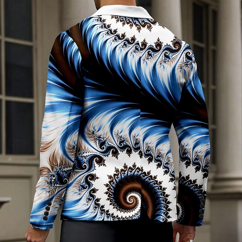 Men's Geometric Long Sleeve Turndown Business Casual Horror Party Evening Wear Daily Buttons 3D Print Multi Pocket2