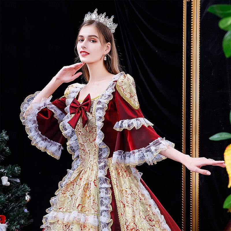 Gothic Victorian Vintage Inspired Dress Party Costume Masquerade Princess Shakespeare Solid Color Ball Gown Fancy Dress Women's Halloween Carnival Valentine's Day Party Evening Party Masquerade3