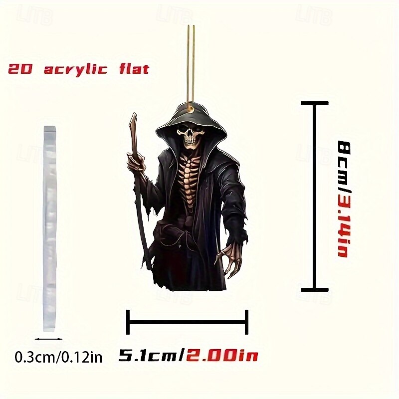 Halloween Grim Reaper Pendant Acrylic Flat Car Interior Decoration Holiday Decoration Pendant4