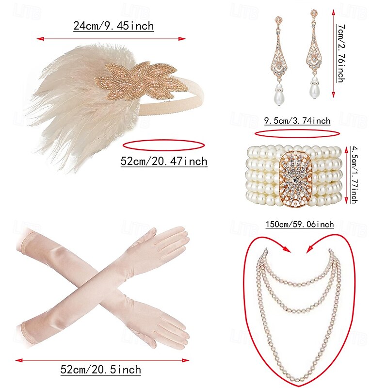 1920s The Great Gatsby Outfits Flapper Headband The Great Gatsby Wedding Guest Collarless Fancy Dress Women's Halloween Carnival Masquerade Party Masquerade Wedding Reception Adults' 1 Bracelet3