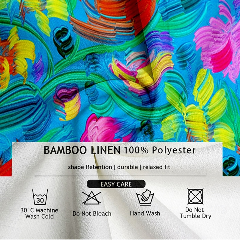 Men's Floral Beach Shirt Summer Hawaiian Shirt Button Up Shirt Long Sleeve Shirt Collared Shirts Hawaiian Casual Vacation Daily Yellow Blue S M L3