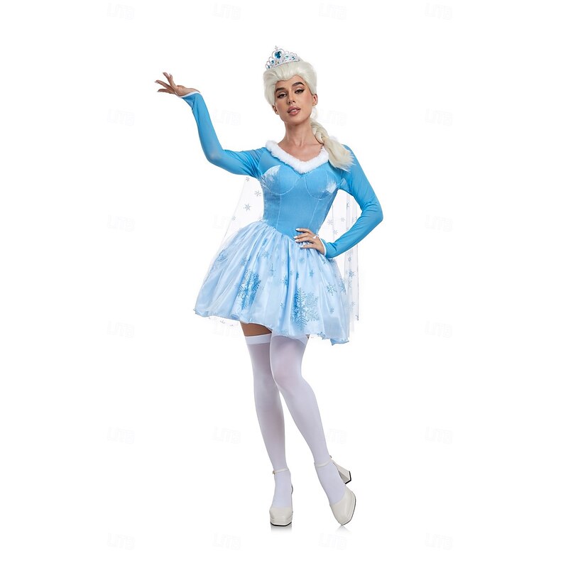 Frozen Fairy Tale Princess Elsa Dress Costume Sexy Costume Dress Up Movie Cosplay for Women's Adults Masquerade Bachelorette Party2