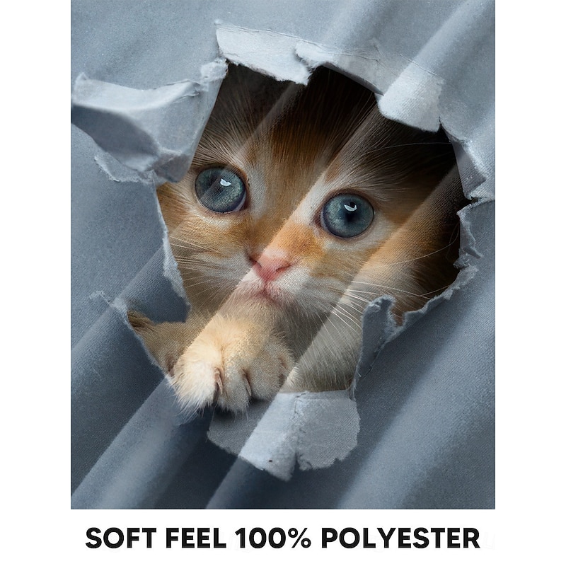 Women's Plus Size Tops T shirt Tee Cat Print Short Sleeve V Neck Casual Daily Summer White Blue3