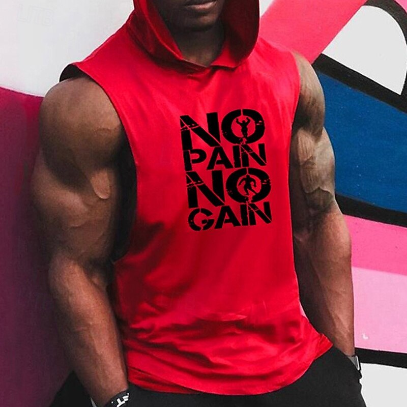 Men's Workout Tank Top Running Tank Top Gym Tank Top Sleeveless Vest / Gilet Casual Athleisure Letter Cotton Quick Dry Soft Breathable Gym Workout Walking Jogging Sportswear Activewear Red / White3