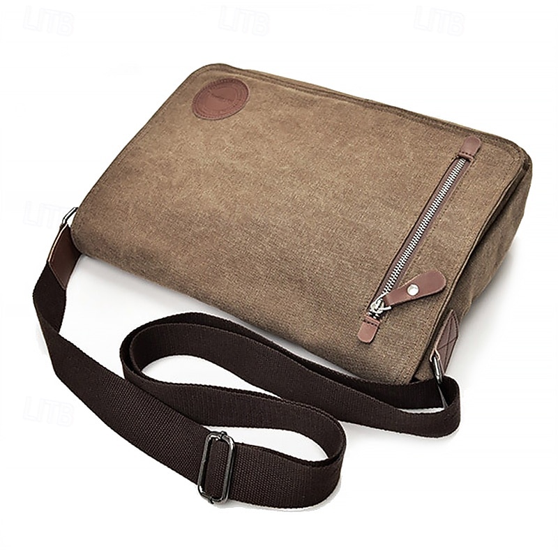 Men's Canvas Messenger Bag - Stylish and Durable Crossbody Bag with Multiple Pockets for Everyday Use2
