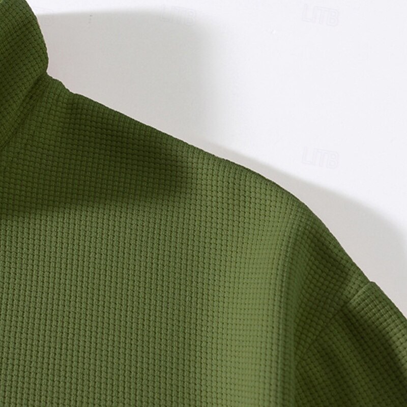 Men's Sweatshirt Waffle Sweatshirt Quarter Zip Sweatshirt Black Army Green Brown Khaki Dark Gray Half Zip Color Block Patchwork Sports & Outdoor Daily Holiday Polyester Streetwear Basic Casual Spring 9