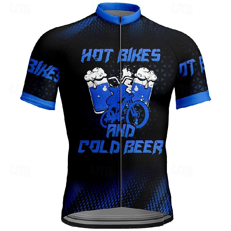 Men's Cycling Jersey Letter & Number Beer Short Sleeve Bike Tee Tshirt Jersey with 3 Rear Pockets Mountain Bike MTB Quick Dry Anatomic Design Wicking Breathable Sports Yellow Red Blue Clothing Apparel