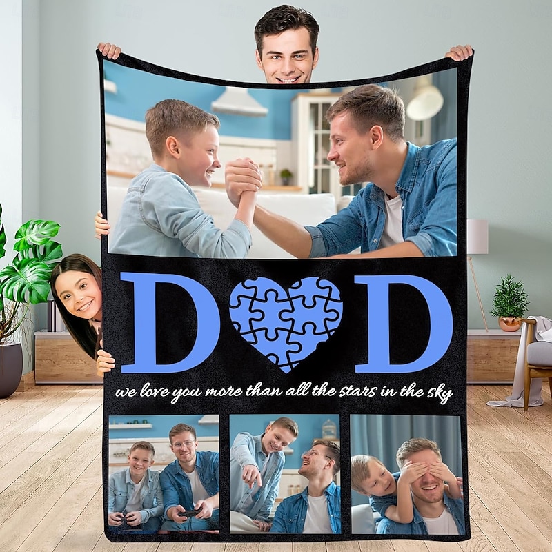 Customized Blanket Personalized Gifts Dads Warm Embrace  The Ultimate Blanket for Comforting Moments with Your Hero