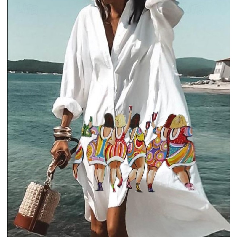 Women's Midi Dress Shirt Dress Animal Print Button Pocket Shirt Collar Casual Daily Beach Long Sleeve Summer Spring4