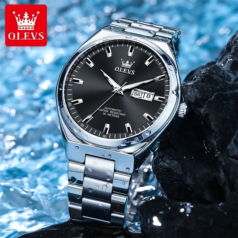 New Olevs Olevs Brand Business Men'S Steel Belt Watch Decorated Luminous Calendar Week Display Multifunctional Leisure Quartz Watch Waterproof Sports Versatile Men'S Wristwatch3