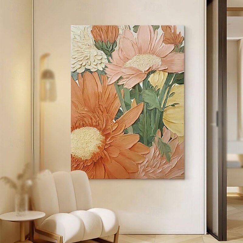 Handmade Oil Painting Canvas Wall Art Decoration Abstract Flowers Texture for Home Decor Rolled Frameless Unstretched Painting4