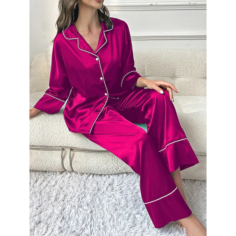 Women's Split Chemises & Gowns Nightwear - POLY Solid Colored Home Outfits