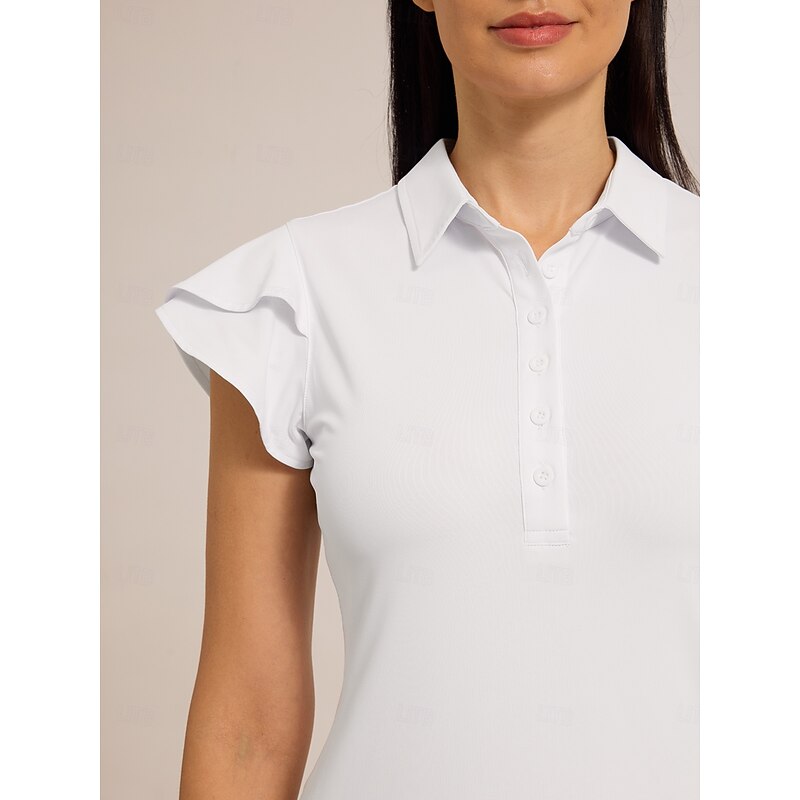 Women's Golf Polo Shirt White Light Pink Royal Blue Sleeveless Top Ladies Golf Attire Clothes Outfits Wear Apparel3