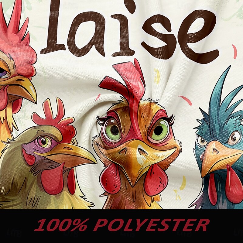 Men's Animal Rooster Funny T Shirt Henley Shirt Long Sleeve T shirt 3D Print Crew Neck Shirt Designer Retro Vintage Street Casual Daily Khaki Summer Spring Fall Clothing Apparel S M L XL XXL XXXL3