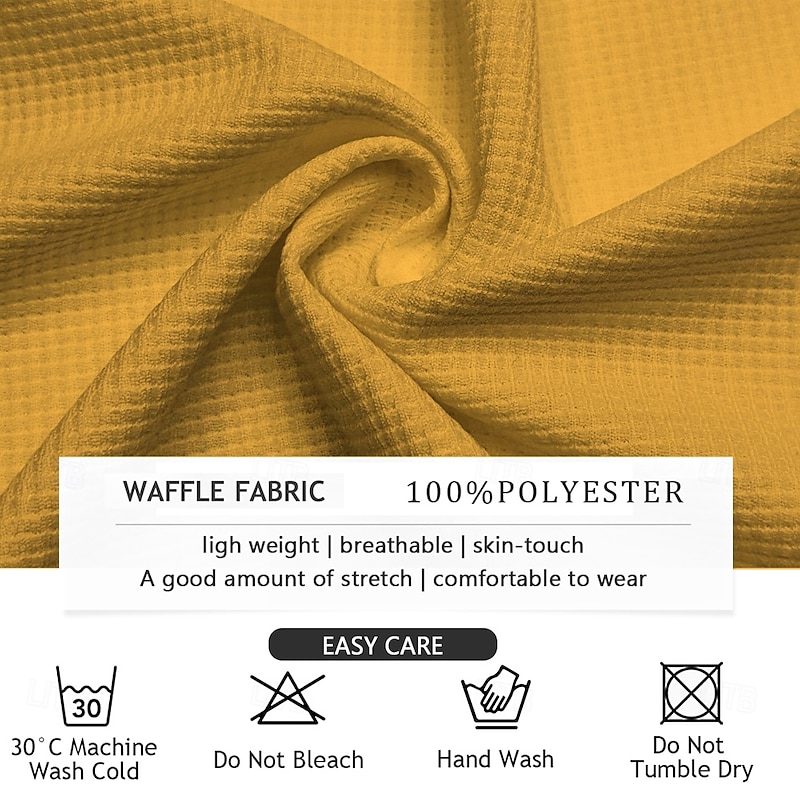 Men's Waffle Polo Shirts Golf Shirt Short Sleeve Polo Shirts Collared Shirts Casual Vacation Wear Party Outfits Buttons 3D Print Spring & Summer Yellow3