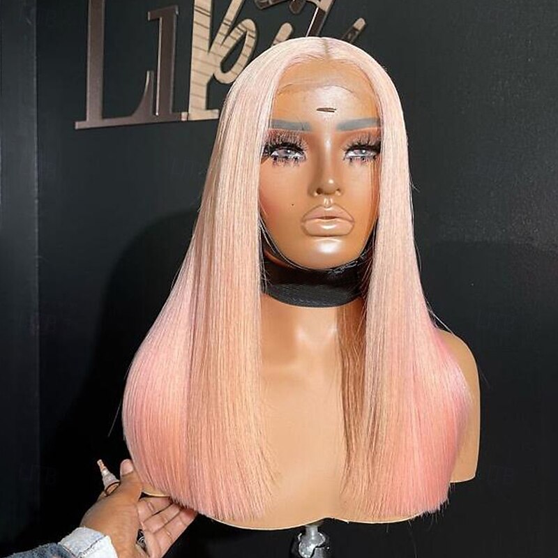 Remy Human Hair 13x4 Lace Front Wig Middle Part Brazilian Hair Silky Straight Multi-color Wig 130% 150% Density with Baby Hair Ombre Hair Glueless For Women Long Human Hair Lace Wig