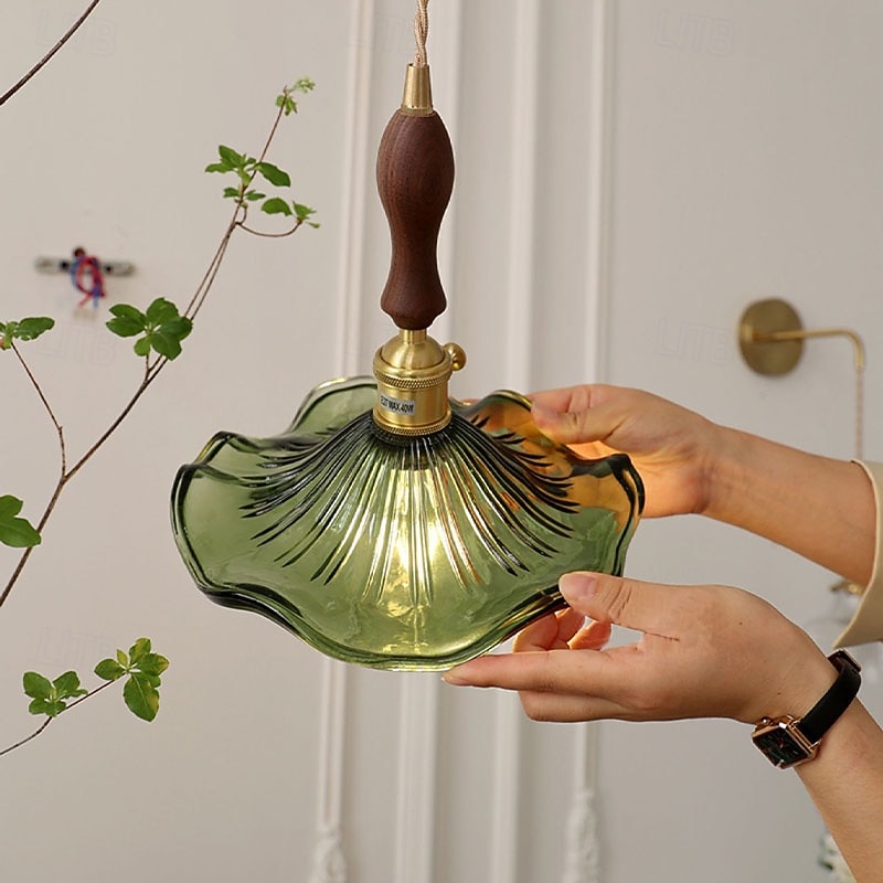 LED Pendant Light 1/2/3-Light  Vintage Glass Hanging Light Height Adjustable Chandeliers Simplicity Atmosphere Suitable for Loft Cafe Bedroom Hallways 85-265V3