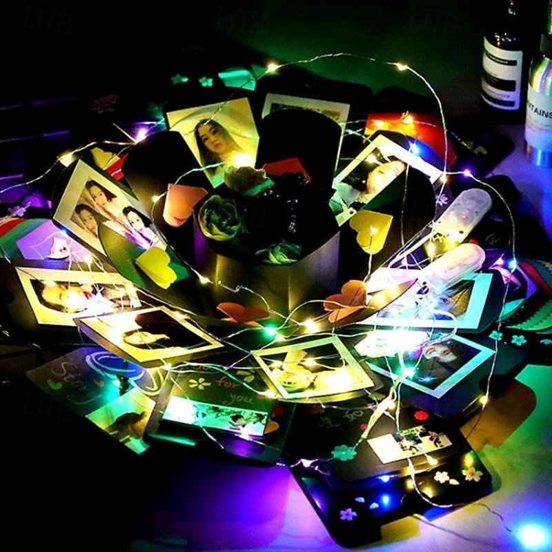 1pc Surprise Mystery Explosion Box DIY Photo Album Anniversary Wedding Birthday Festival Scrapbook Gift Halloween, Thanksgiving And Christmas Gift Easter Gift2