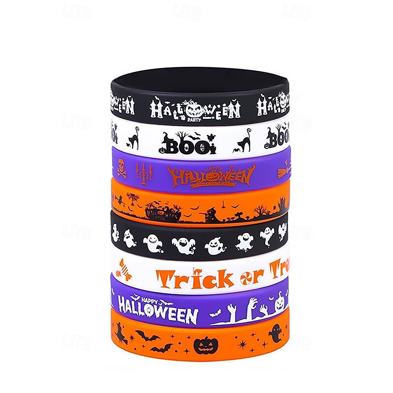Halloween-Themed Silicone Wristbands – Assorted Colors and Designs for Trick-or-Treat Parties, Events, and Gifts