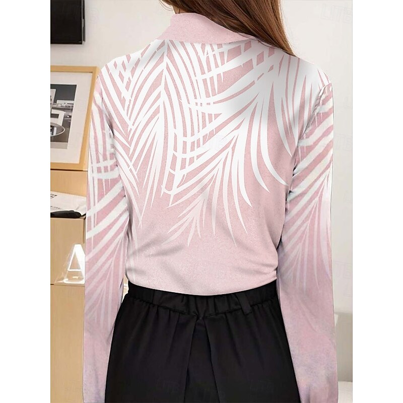 Women's Tunic T Shirt Floral Elegant Long Sleeve Bishop Sleeve Asymmetrical Daily Pink Fall Winter2