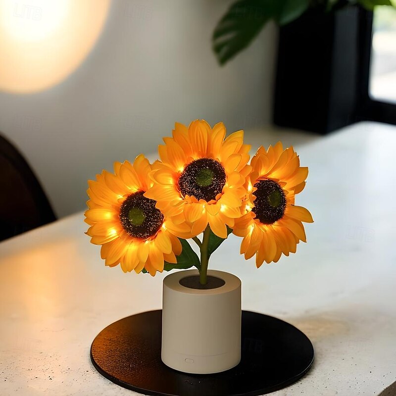 Artificial Sunflower Night Light, Rechargeable LED Decorative Lamp for Home, Bedroom, Creative Night Lights for Kids, Friend Birthday, Holiday Gift2