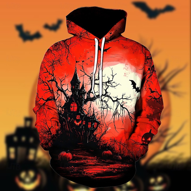 Halloween Ghost Hoodie Pullover Halloween 3D Front Pocket Graphic For Couple's Men's Women's Adults' Halloween Carnival Masquerade 3D Print Party Festival