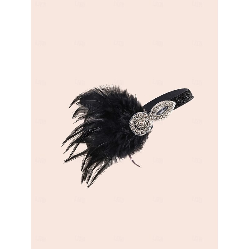 Red Feather Headband with Rhinestone Detail – Elegant 1920s Gatsby Style for Women, Great for Costume Parties and Vintage-Themed Events3